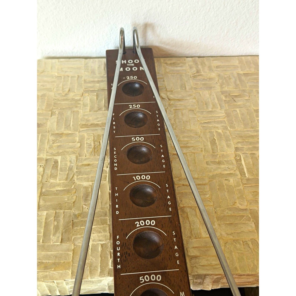 Shoot the Moon Space Skill Game Wooden Board w/ Metal Rails & Ball